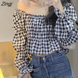 Women Black Plaid Student Spring Ulzzang Simple Vintage Light Soft Female Leisure Cropped Dating Mujer Hipster