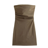 Girls Collared Braided Shoulder Dress Women's New Sexy High-Waisted Body-Suited Ass