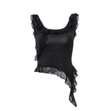 Zingj Women's Wear 2023 Summer Hot Girl U Collar Ear Irregular Casual Joker Sleeveless