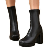 Thick-Bottomed High-Heeling Elastic Boots Women 2025 Autumn And Winter New Thickening And Waterproof Table Short Boots Thin