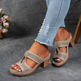 Summer New Large-Size Flat-Bottomed Hollow Pure-Color Slippers Car Sewing Middle-Nintered Shoes