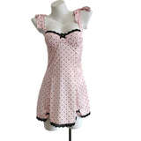 Style Collar Wave Point Sling Dress Woman 2025 New Summer High-End Feeling Waist-Back Sling Bow