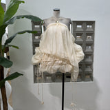 Summer Time Pure Romantic Lysula With Folded Puffs Folded Puffs Hanging Neck-Luff Dress