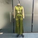 Zingj Summer New Fashion 2-Piece Set Summer Slit Loose Bell-Bottom Pants Set-Outfit