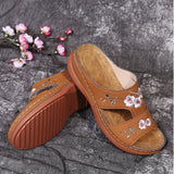 Summer New Women's Shoes Hollow Flowers Embroidered Sandals Slope And Large Size Women's