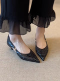 New French Retro Hollow Breathable One-Footed Tip-Heeled Light-Mouthed Single-Shoe Fashion Single Shoe