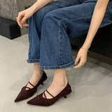 The Autumn Of 2025, The New Temperament Velvet Heady Kitten Heel Single Shoes Women's Shoes French Retro Women's Shoes High