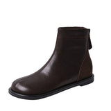 Design Retro Round Head Thin Boots Women Autumn And Winter New Flat Bottom Martin Boots Soft Commute Low And Short Boots
