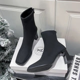 Boots Women's New Square Head Rough Stellar Tipper Skinny Heel High Heeled Women's Boots In Fall