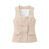 Women's 2025 Summer New Fashion Button Vest Straight Pants