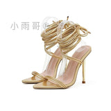 Pointed Cross-Lace Fashion Shoes Women 2025 Summer High Heel Fine Belt Combination