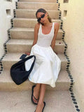 Mesh Vest Sweet Splicing Fake Two-Piece Self-Sightament Dress 2025 Summer