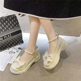 Mary Jane Shoes Women 2025 Spring And Summer New Pearl Butterfly Girl Single Shoes Coarse Heel Fairy