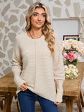 Solid Color Stifling Sweater Women's Fashion Round-Neck Long-Sleeved Knitted