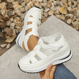 New Thick-Soled Sandals Hollowed Out Breathable Sports Sandals Large Size Women's Solid Color Baotou Spot