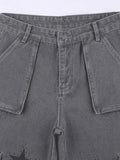 Vintage Star Print Boyfriend Fit Cargo Jeans- Outfit