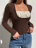 Square collar Lace Crop Top- Outfit