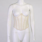 Tank Top Women Patchwork Slim Strapless Sexy Top Backless Ladies Top Summer Casual Back Bandage Crop Tops