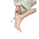 High-Heeled Shoes Thin Heel 2025 New Spring And Autumn French Sharp Head Light Mouthed Etiquette Professional Temperament Single-Shoe