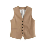 Summer Leisure Vest Set Linen-Blend Loose Vest + Shorts Set Women
