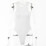 Sexy Backless Hollow Out Bodycon Bodysuit For Women O-Neck Sleeveless Bodys Top Summer Solid Basic Bodysuits Streetwear 211-1-Outfit