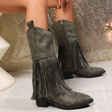 Boots Women Autumn And Winter New Belt Buckle Su Boots Rivet Belt Buckle Large-Size Tip-Notch