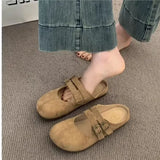 Shoes 2025 Spring And Summer New Retro Bun Head Thick Bottom Wear A Word With Half-Drag Belt Buckle