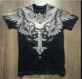 New T-Shirt Cross Wings Before And After Printing Round Neck Short-Sleeved Direct Selling