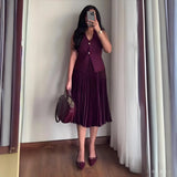 Women's Clothing 2025 Spring New Sleeveless V-Neck Vest Pressure Skirt Temperament Fashion Suit