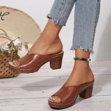 Summer New Fashion High-Heeled Coarse And Fish Mouth One-Word Drag Women Large And Cold Slippers