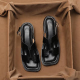 Brown Low-Heeled Toe Sandals Women In The Spring And Summer Of 2025 New Fashion Large-Size Flat Bottom Casual Roman
