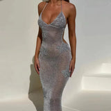 Women's Explosive Temperament Fashion Deep V Slings Body-Dlit Micro Transparent Evening