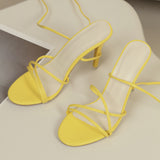 Gold-Footed Rings With High-Heeled Sandals Women Round Head Thin Heel Thin Fashion
