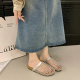Woven Woven Half Slippers Women Summer Wear 2025 New French Dress Cool Slippers Roman Sandals