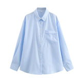 New Four-Color Striped Single Pocket Dress Loose Casual