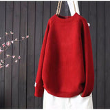 Women's Spring And Autumn 2025 New Inside And Outside Wearing Loose Lazy Sealed Ocean Round-Neck Literary And Art Knitted