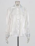 Temperament Commuting Blouse 2025 Autumn New Collar Collar Drilled Single Buckle Repair Slim Thin Shirt Female