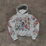 Tatry RIGHTEOUS Cartoon Printed Hooded Zipper Zip-Up Casual New