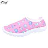 Cartoon Nurse Doctor Print Women Sneakers Slip on Light Mesh Shoes Summer Breathable Flats Shoes Zapatos