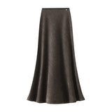 Tail Half Dress Women 2025 Autumn New Design Sense Metal Buckle High-Waist Temperament Medium Long A Skirt