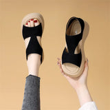 Thick-Soled Sandals Women Wear 2025 Summer New Leisure Roman Sandals One Foot Pedal Beach