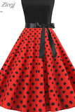 Polka Dot Party Women 2023 Summer Red Pin Up Rockabilly Robe Femme 50s 60s Elegant Vintage