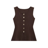 Women's Clothing 2025 Autumn New Golden Buckle Repair Knitted Vest Vest