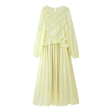 Women's Clothing Explosion Long-Sleeved Net Folded