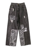 jeans with patchwork paisley