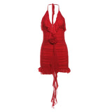 2024 Summer New Women's Pure Color Repair Height Waist Fashion Hanging Neck Sexy Bare Back