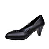 New White-Collar Low-Heeled Work Shoes Fashion Leather Coarse OL Single Shoes Vietnamese Side Trade Dress Women's