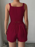 Temperament Thin Commuter Vest Shorts Solid Color Two-Piece