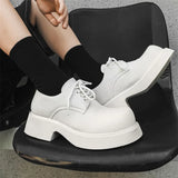Zingj Wind Small Leather Shoes Thick Sole Increased Spring And Autumn New Lace-Up Happy Shoes Versatile Casual Leather Shoes