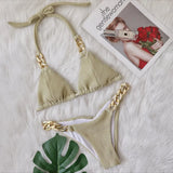 Zingj New Bikini, Gold Diamond Chain Split Swimsuit, Sexy Special Fabric Women's